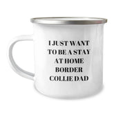 Funny Border Collie Dad Gifts for Graduation - 'I Just Want To Be A Stay At Home Border Collie Dad' Camping Mug, 12 oz Stainless Steel with Enamel Finish, Gifts from Friends to Family - Image 1